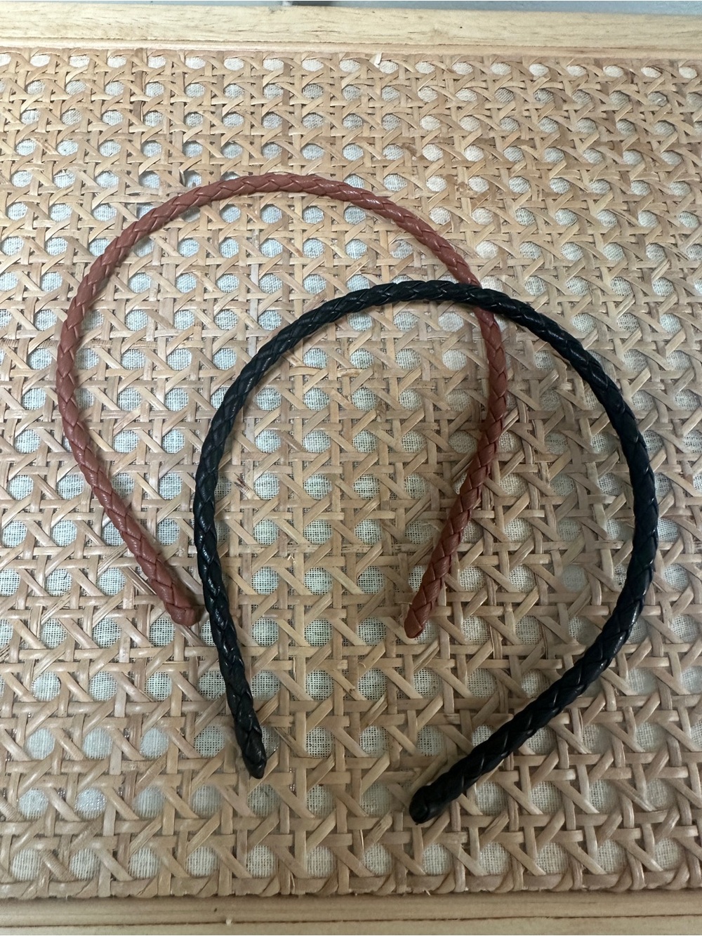 Braided Faux Leather Headbands - Black and Brown